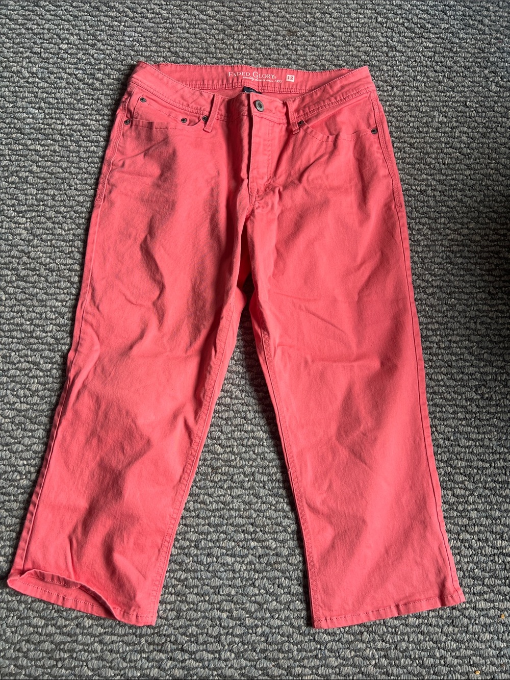Faded Glory Coral-Red Cropped Jeans